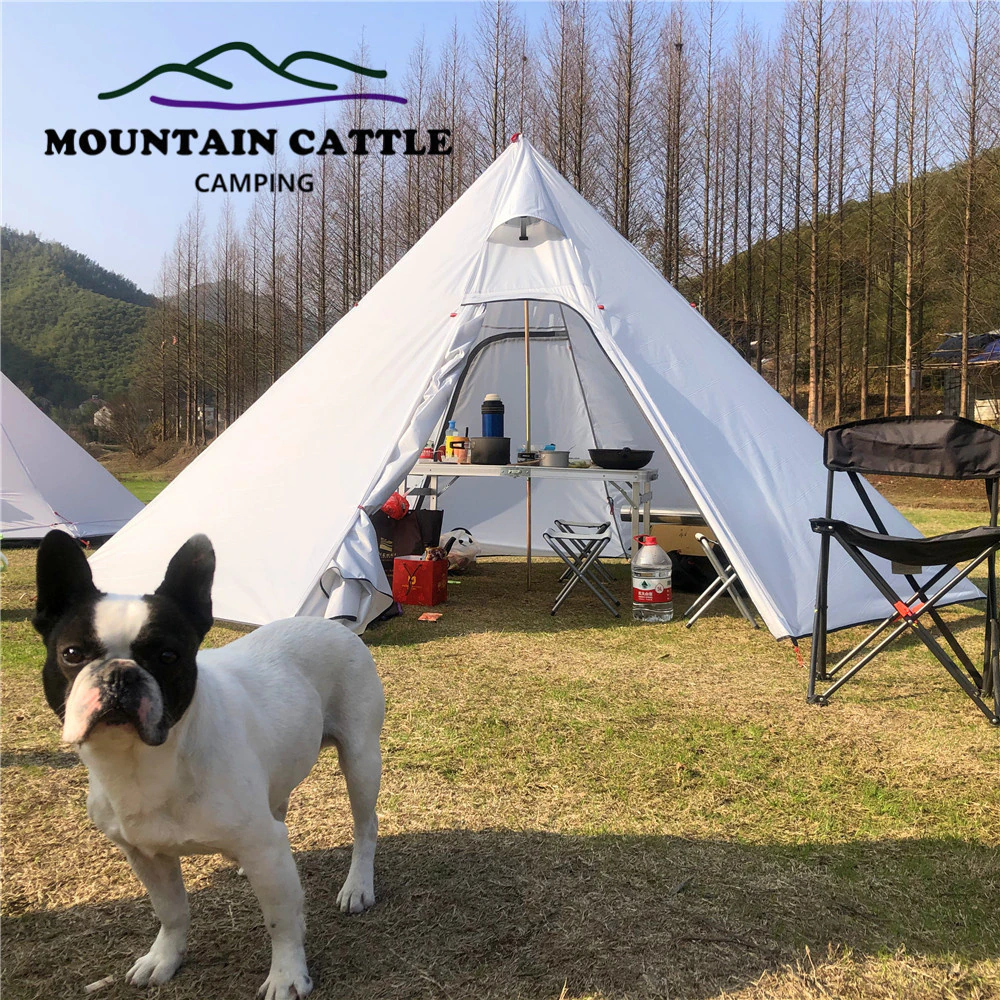 Cheap Goat Tents Winter Ultralight Outdoor Camping Teepee 210T Plaid Pyramid Tent with Snow Skirt Large Rodless Tent Backpacking Hiking Tents Tents 